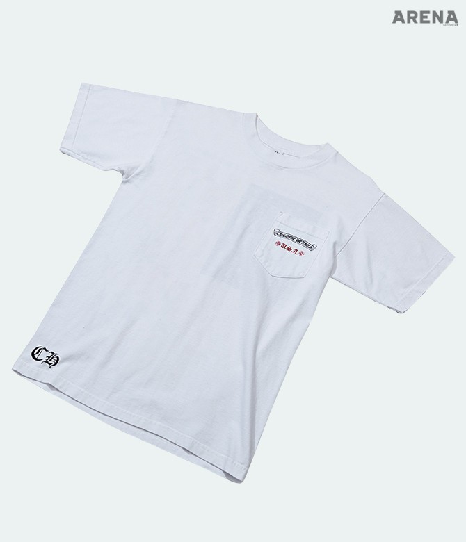 로고 이니셜을 작게 배치한 크루넥 티셔츠 가격미정 크롬하츠 제품.