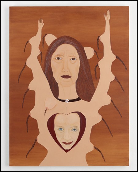 Self Portrait with
Humps, 2021, oil on
canvas, 101.6×76.2cm,
courtesy Cecilia Vicuna
and Lehmann Maupin,
New York, Hong Kong,
Seoul, and London.