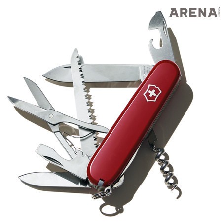 등반 또는 하이킹 시 로프를 자르기에 적합한 포켓 나이프. 병따개, 펀치, 가위 등 등반을 위한 14가지 기능도 탑재했다. 6만4천원 빅토리녹스 제품.