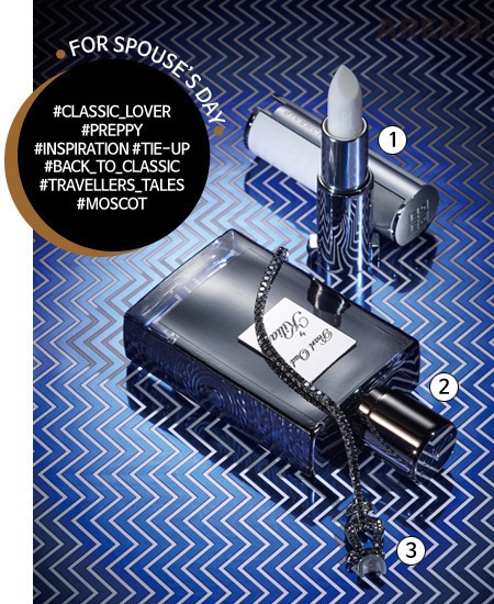 1 르 루즈 밤 3.2g 4만8천원
지방시 뷰티 제품. 2 카타르
도하의 이국적인 분위기를
구현한 향수 펄 우드 50mL
43만5천원대 킬리안 제품.
3 블랙 다이아몬드가 세팅된
포스텐 브레이슬릿
2천5백25만원 프레드 제품.