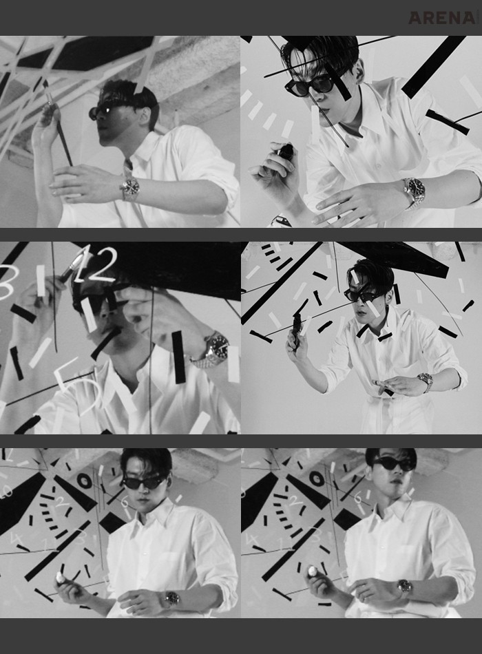 흰색 셔츠·팬츠 모두 누마레, 선글라스 모델 소장품.

지름 43mm 스테인리스 스틸 케이스, 오토매틱, 셀프 와인딩, IWC 자체 제작 82100 칼리버, 60시간의 파워리저브, 스테인리스 스틸 브레이슬릿, EasX-CHANGE 시스템, 수압 저항 기능 10bar의 빅 파일럿 워치 43 1천2백만원 IWC 제품. 