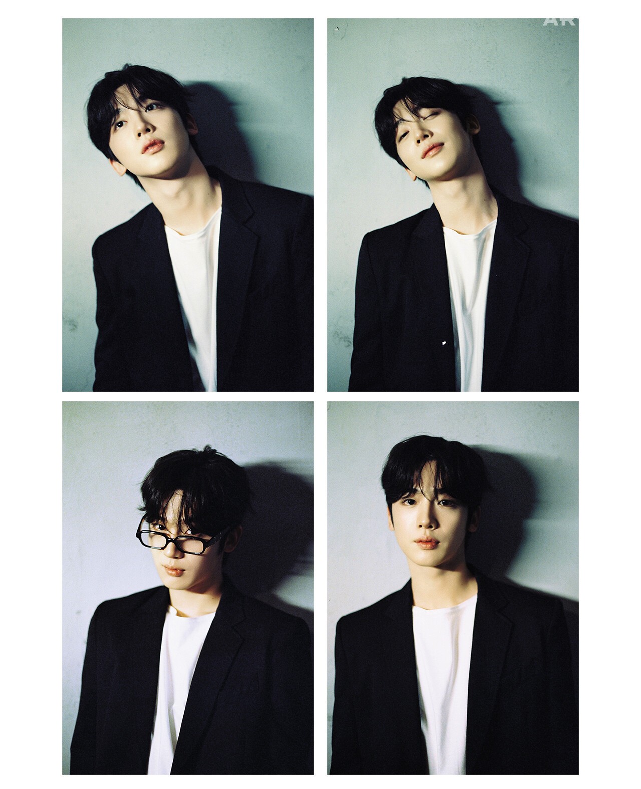 이너로 입은 슬리브리스 톱 세인트 제임스, 재킷 설밤 by 아데쿠베, 안경 젠틀몬스터 제품.