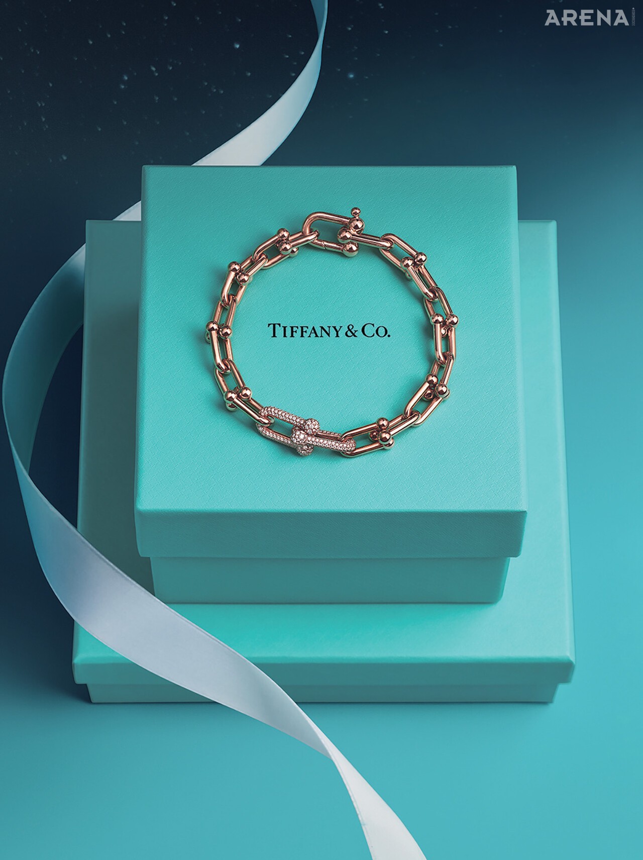 18K 로즈 골드에 다이아몬드를 세팅한 티파니앤코 하드웨어 미디엄 링크 브레이슬릿 가격미정 티파니앤코 제품.